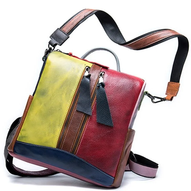 Luxury Exotic Patchwork Leather Convertible Handbag