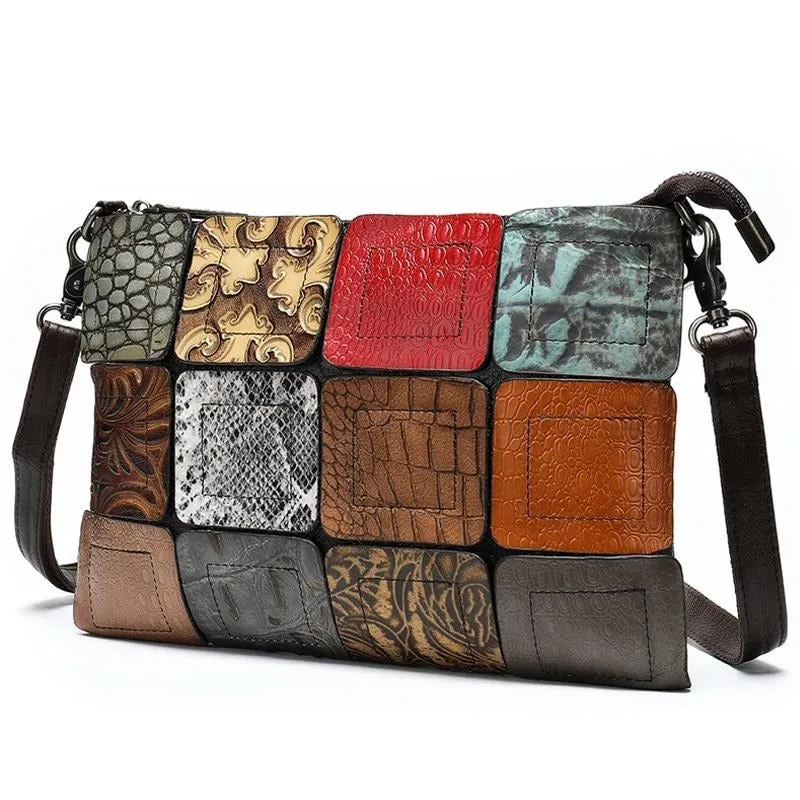 Luxury Patchwork Leather Crossbody Shoulderbag