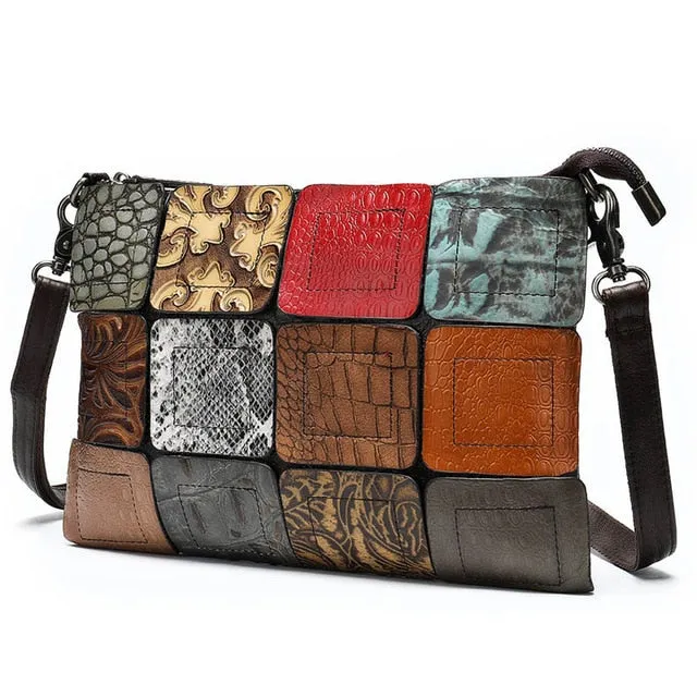 Luxury Patchwork Leather Crossbody Shoulderbag