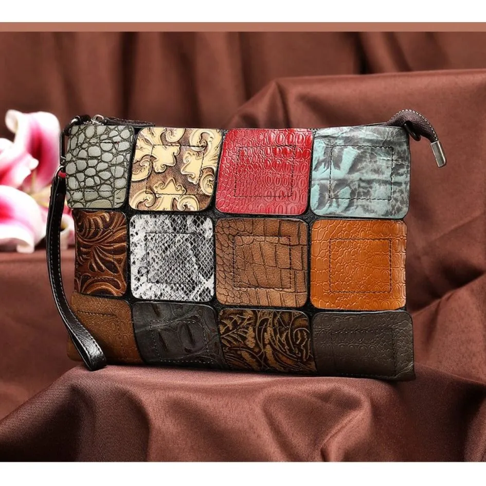 Luxury Patchwork Leather Crossbody Shoulderbag