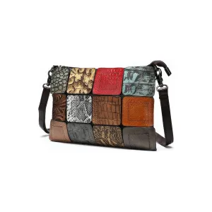 Luxury Patchwork Leather Crossbody Shoulderbag