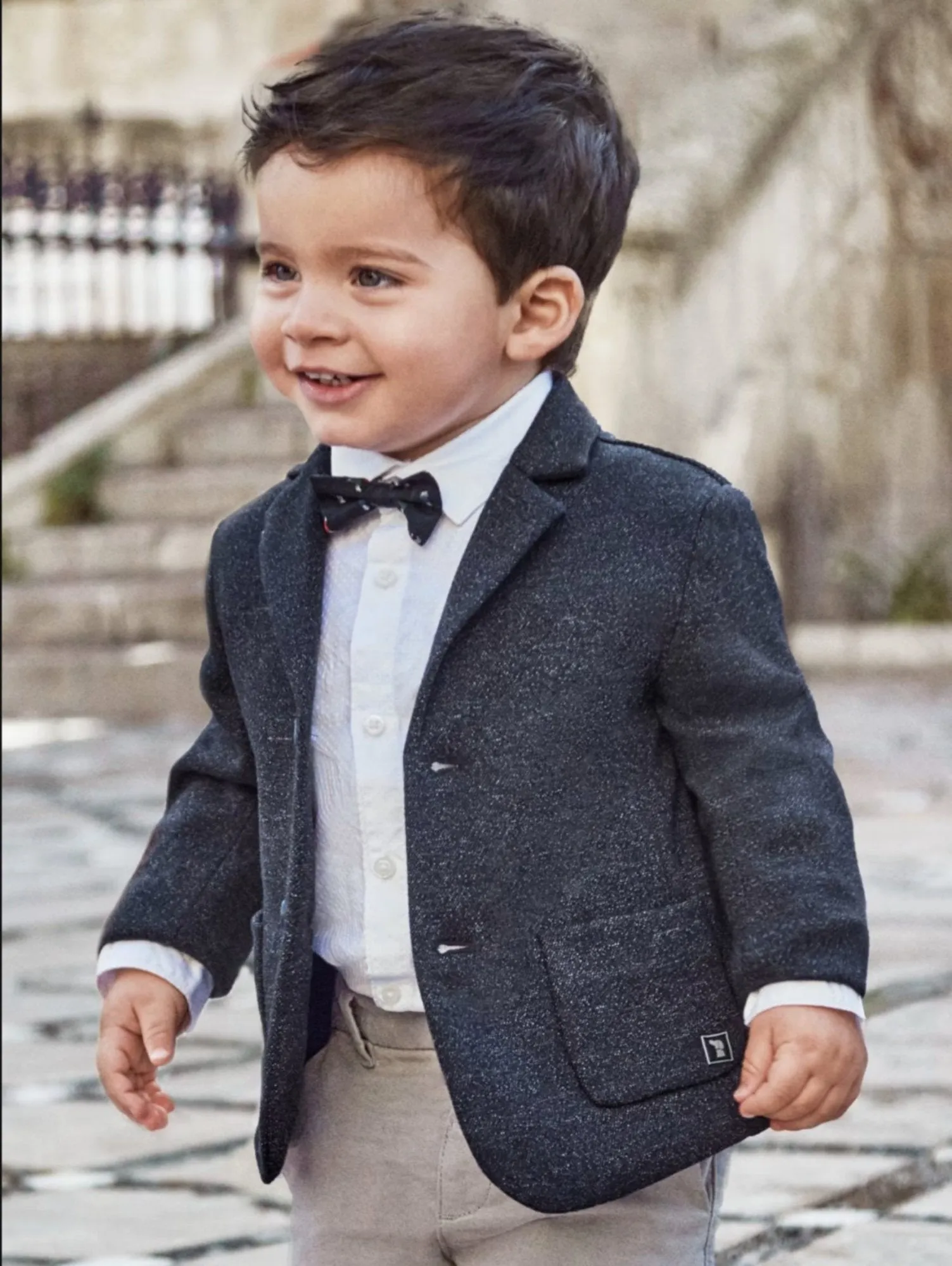 Mayoral Baby and Toddler Boys Navy Knit Jacquard Blazer Jacket