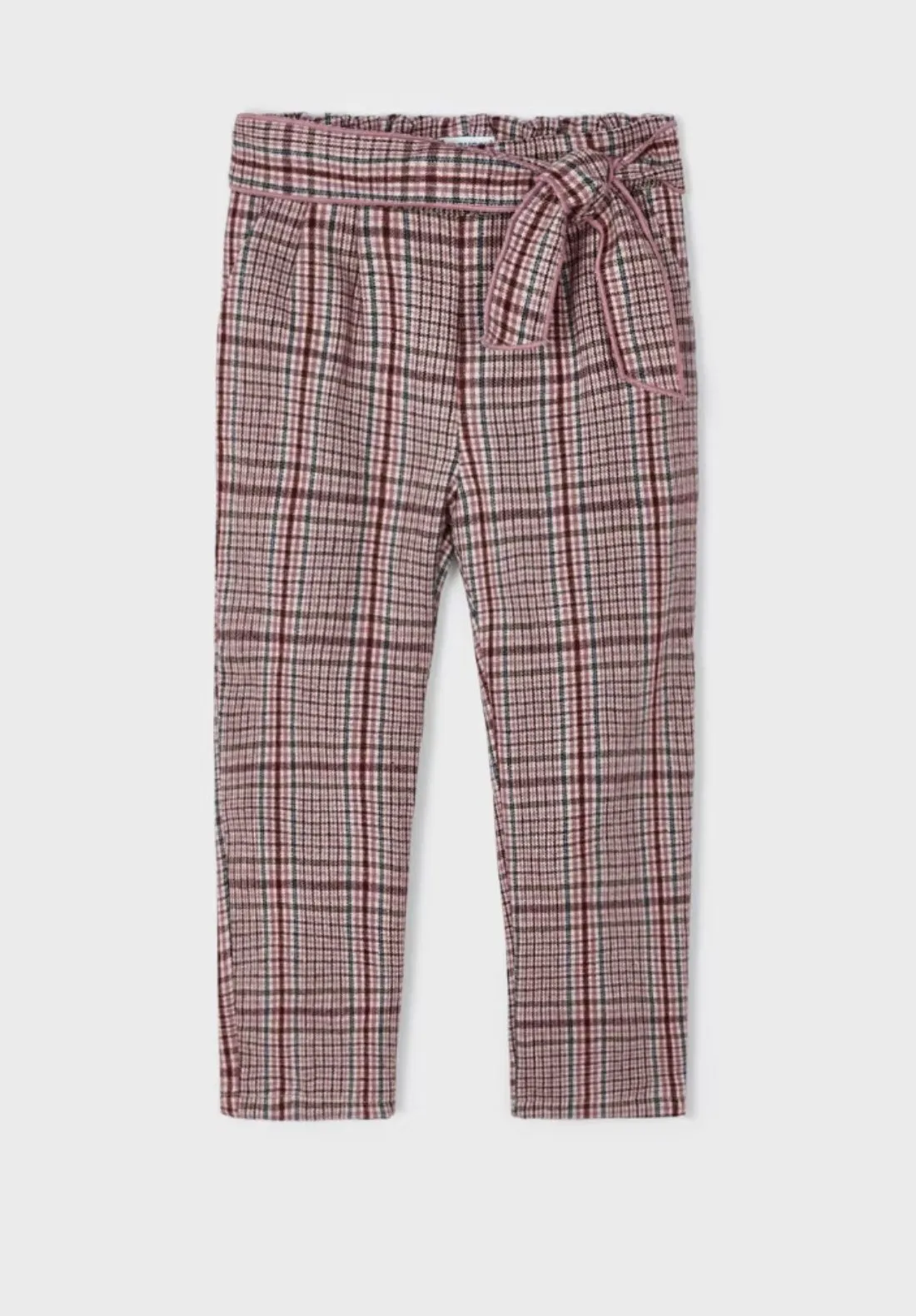 Mayoral Girls Orchid Plaid Belted Pants