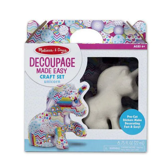 Melissa & Doug Decoupage Made Easy Unicorn Paper Mache Craft Kit with Stickers