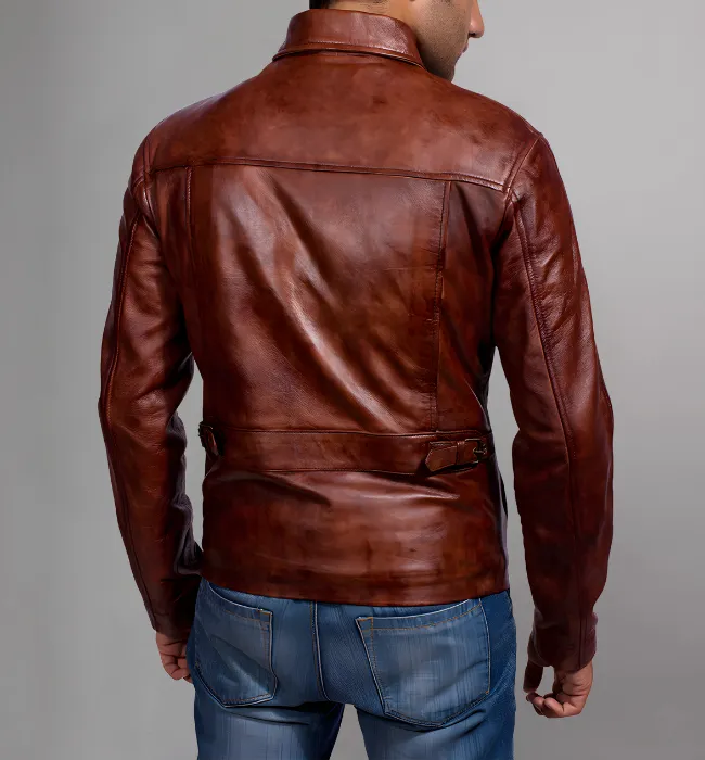 Mens Brown Distressed Leather Jacket