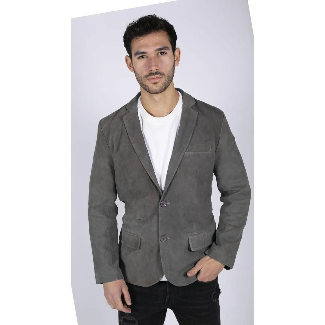 Mens Genuine Suede Blazer Style Jacket Leather Mens Classic VIntage Smart Casual