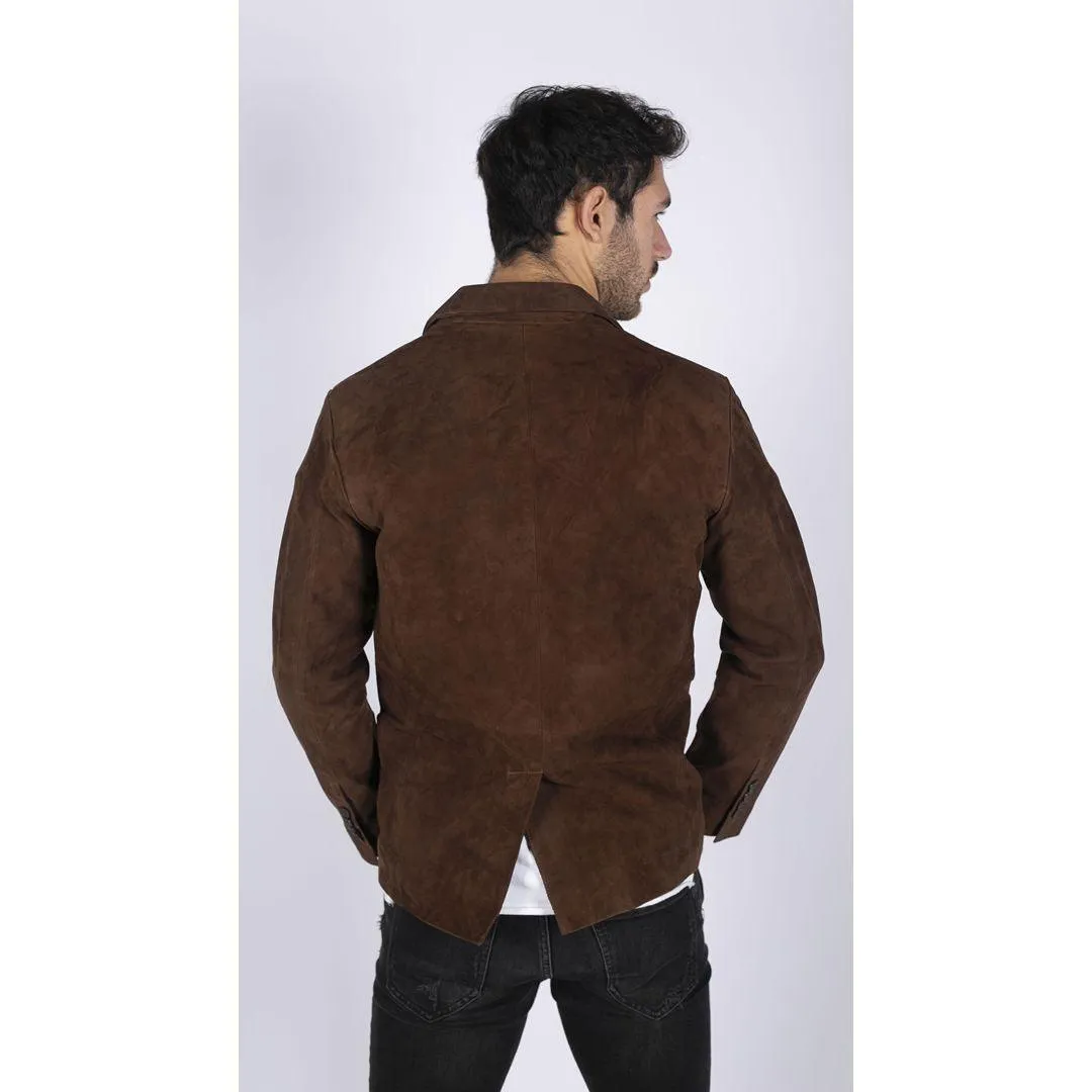 Mens Genuine Suede Blazer Style Jacket Leather Mens Classic VIntage Smart Casual