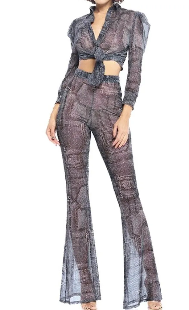 Mesh Denim Set