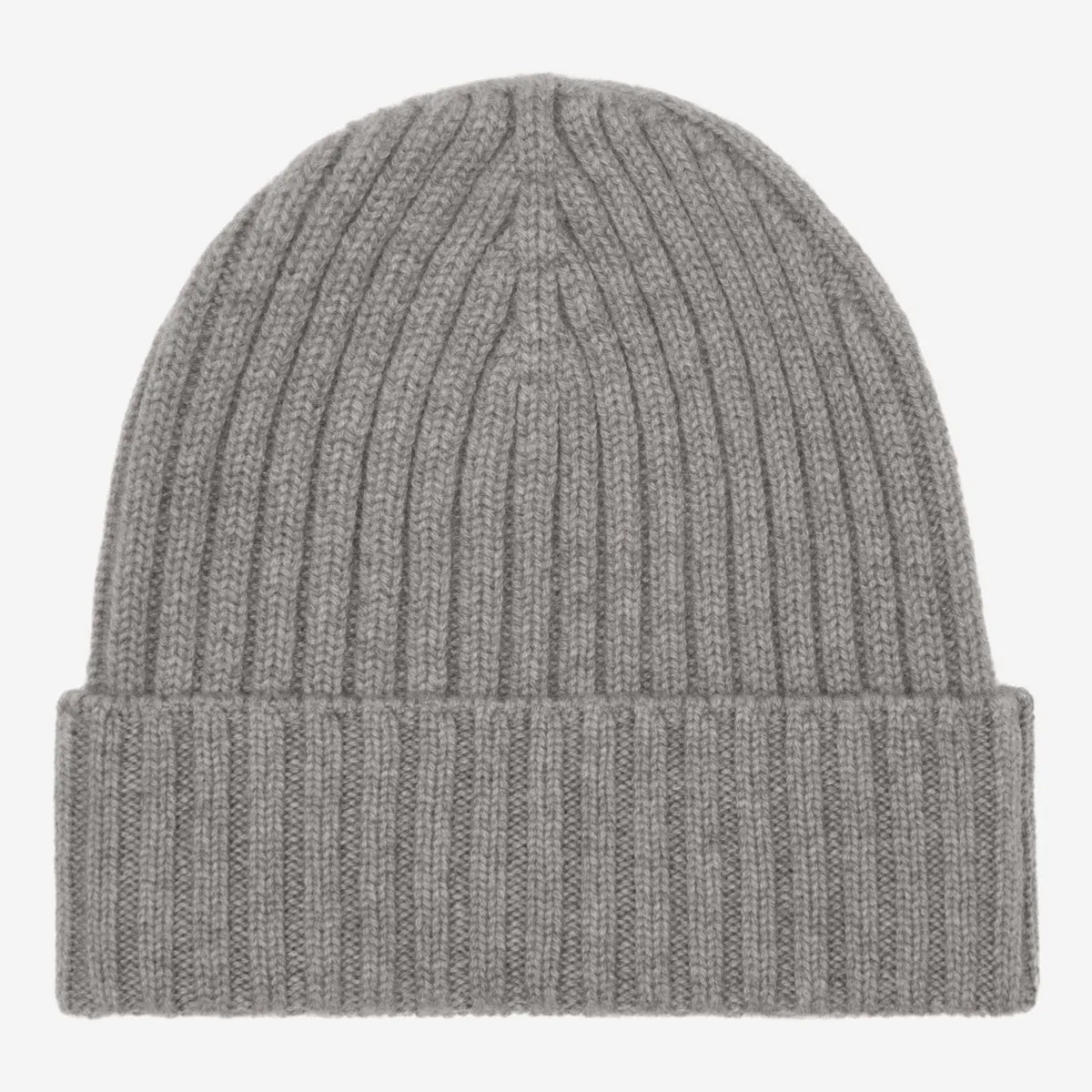 Milano (light grey) - 100% cashmere ribbed beanie (unisex)