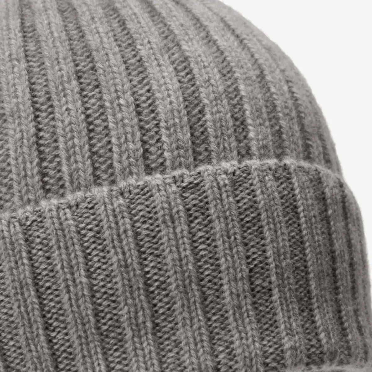 Milano (light grey) - 100% cashmere ribbed beanie (unisex)