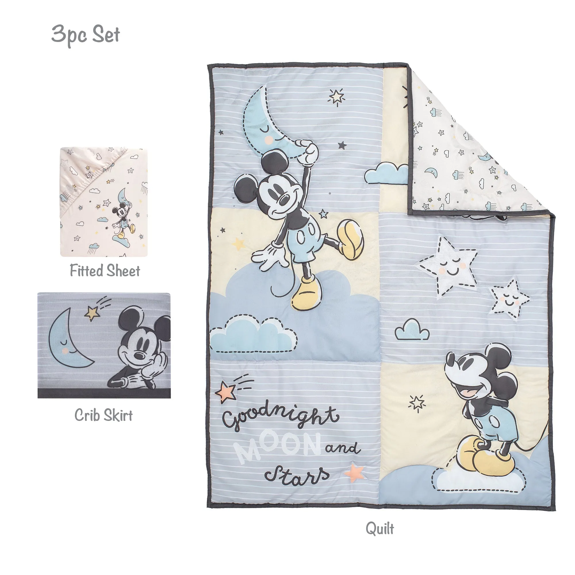 Moonlight Mickey 3-Piece Crib Bedding Set