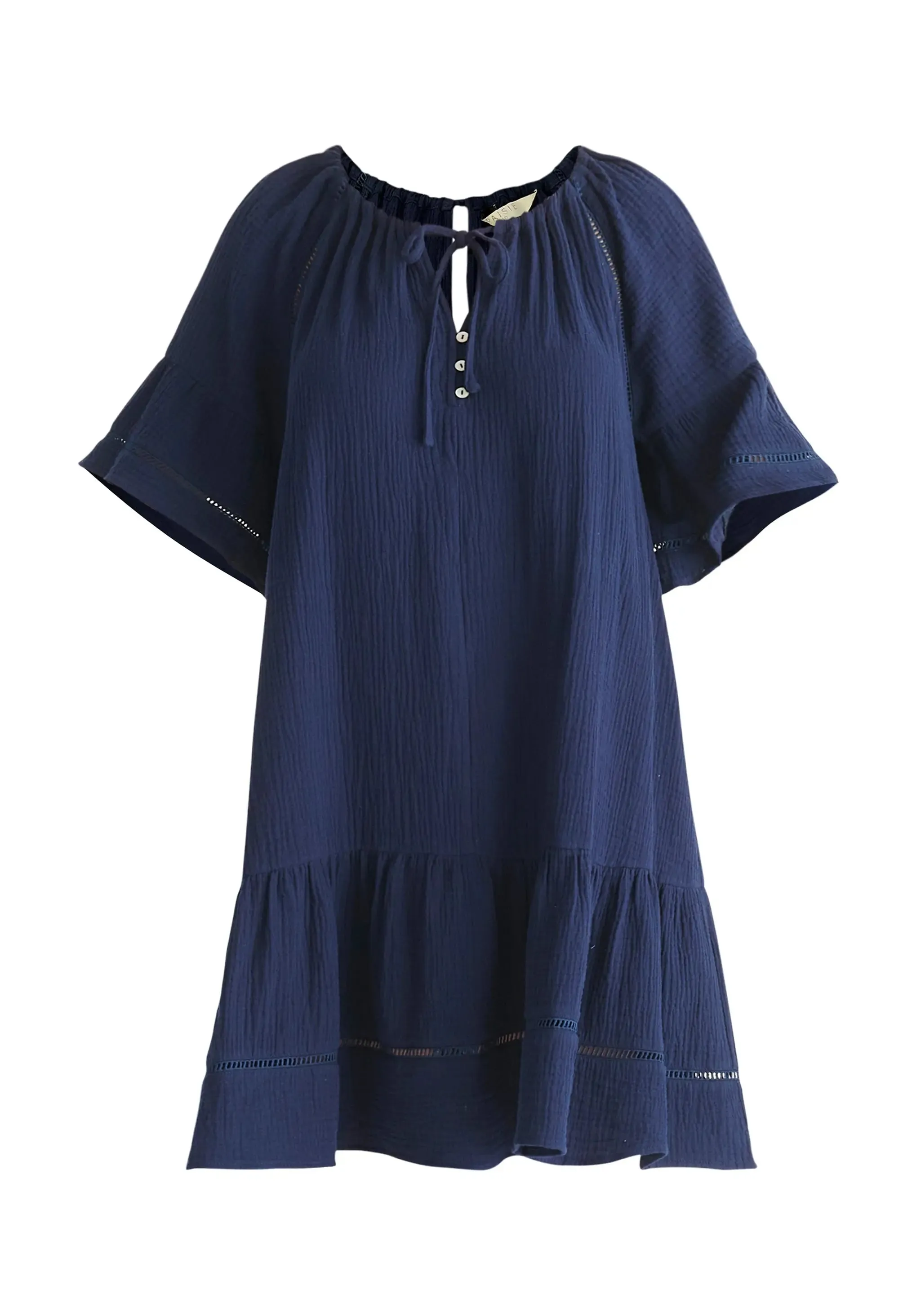 Navy Cheesecloth Swing Dress