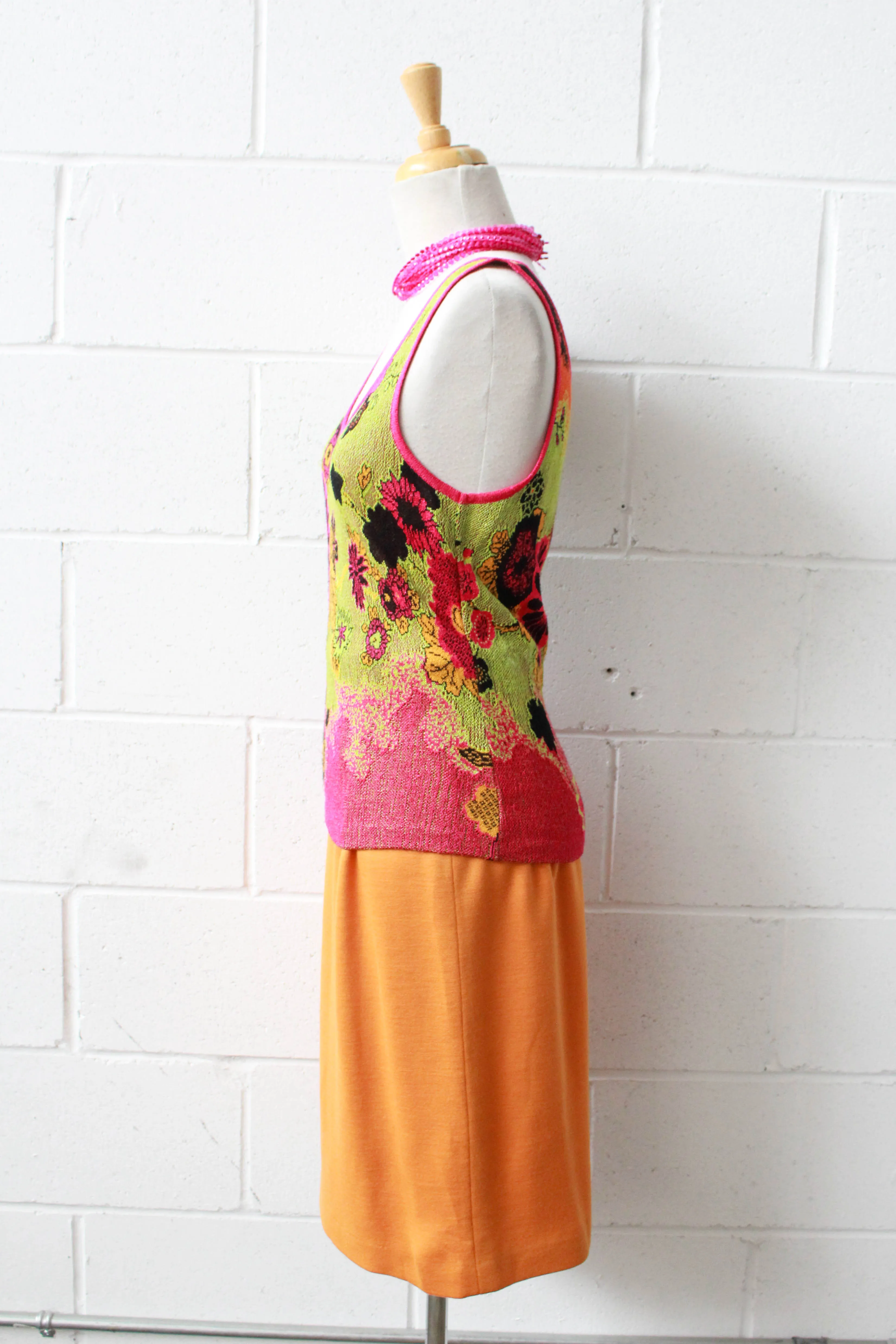 Orange/Mustard Yellow Wool Pencil Skirt, Waist 27"