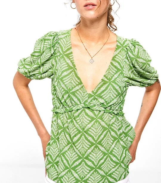 Printed Fluid Top Green