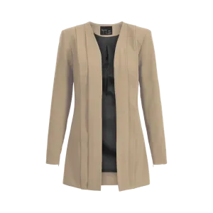 Rebel Stretch Pleated Blazer - Caramel Pop