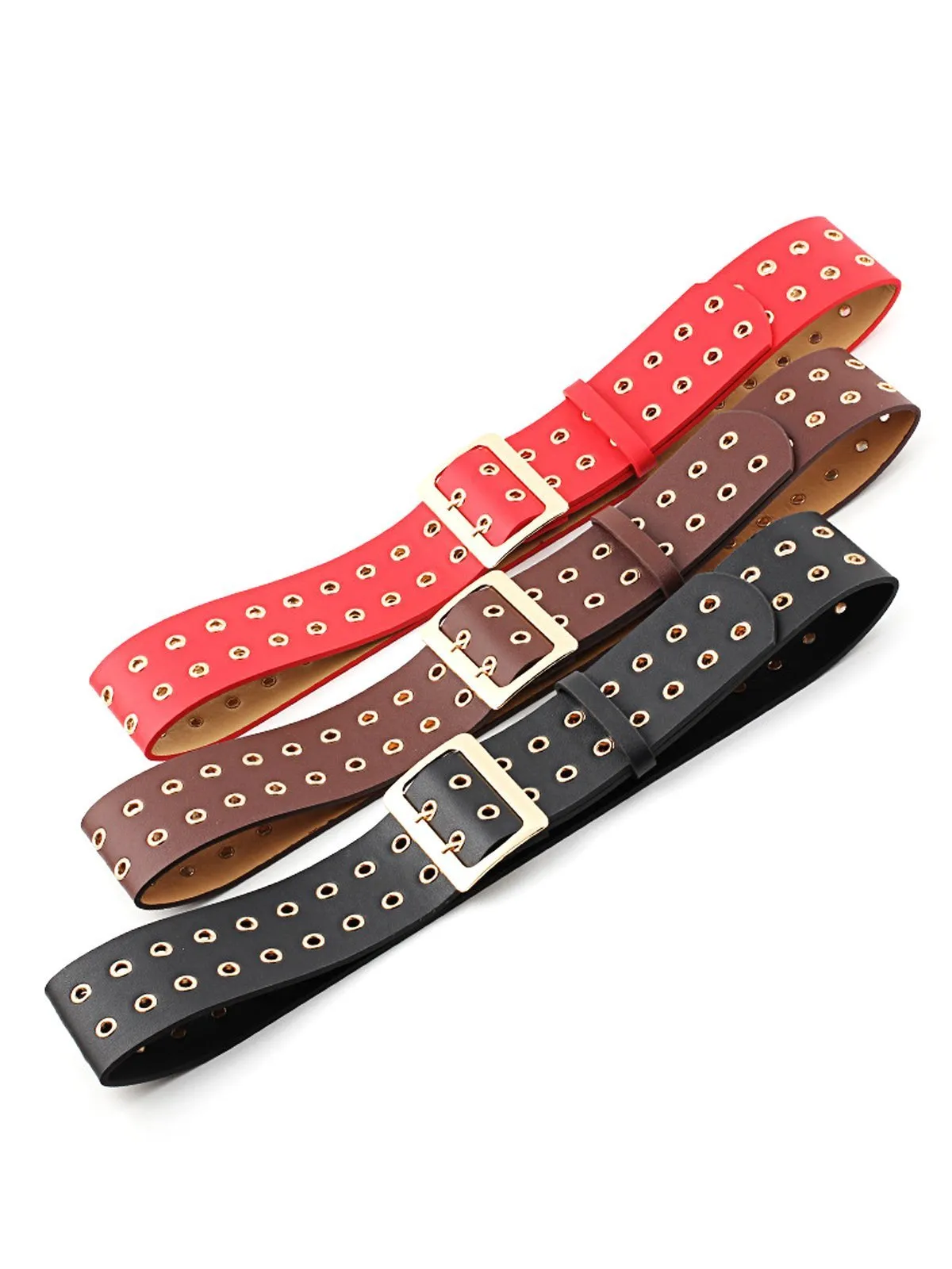 Retro Double Hole Leather Waistband