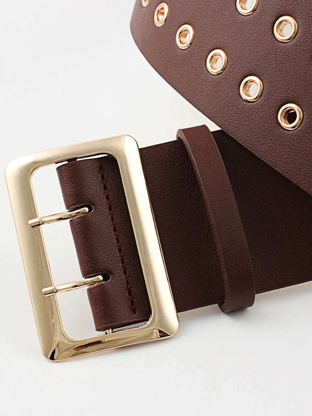 Retro Double Hole Leather Waistband