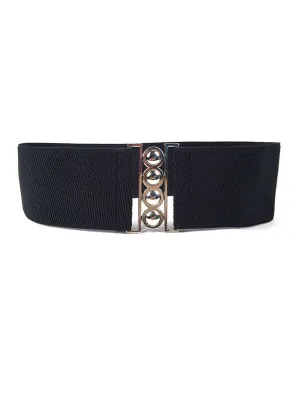 Retro Wide Elastic Stretch Buckle Waistband