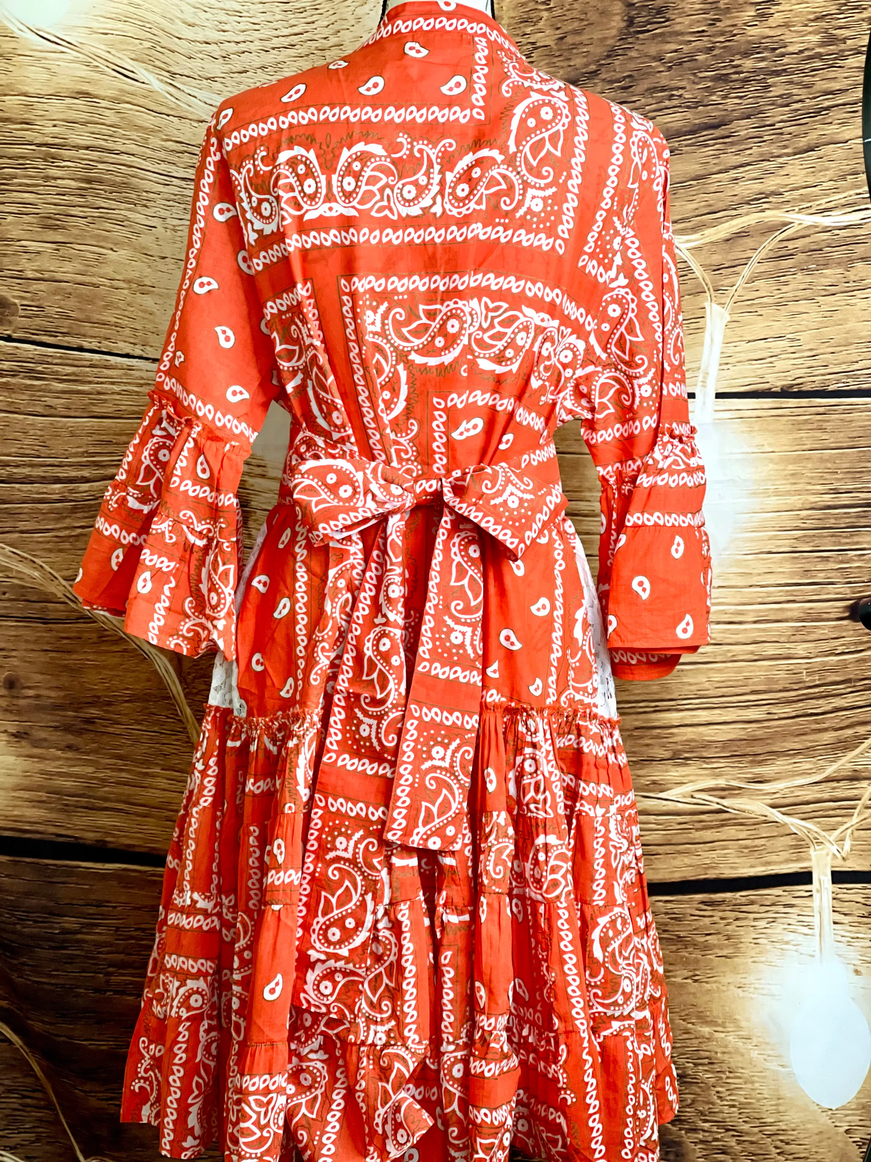 Ruffle Bandana Dress - Orange