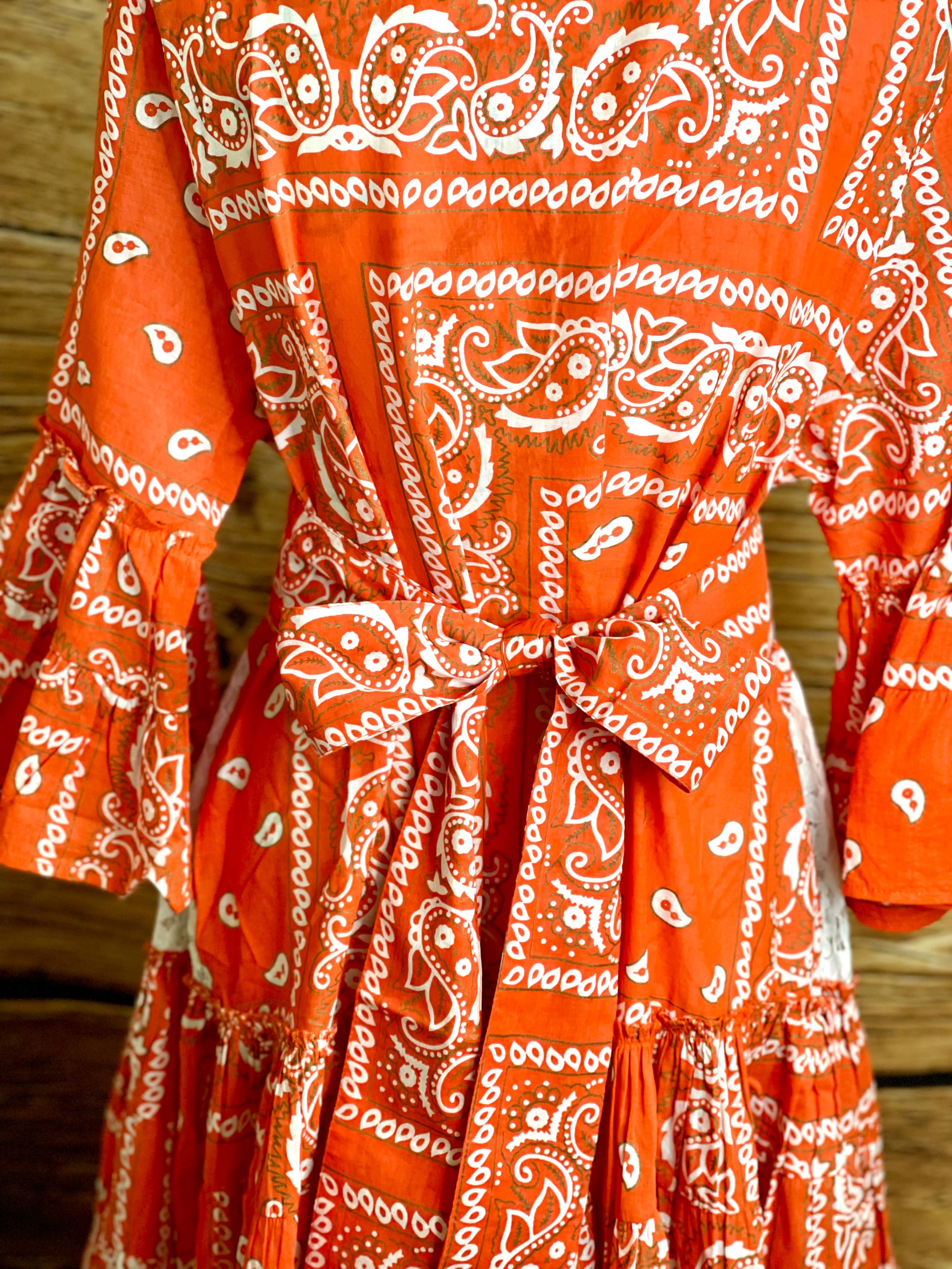 Ruffle Bandana Dress - Orange