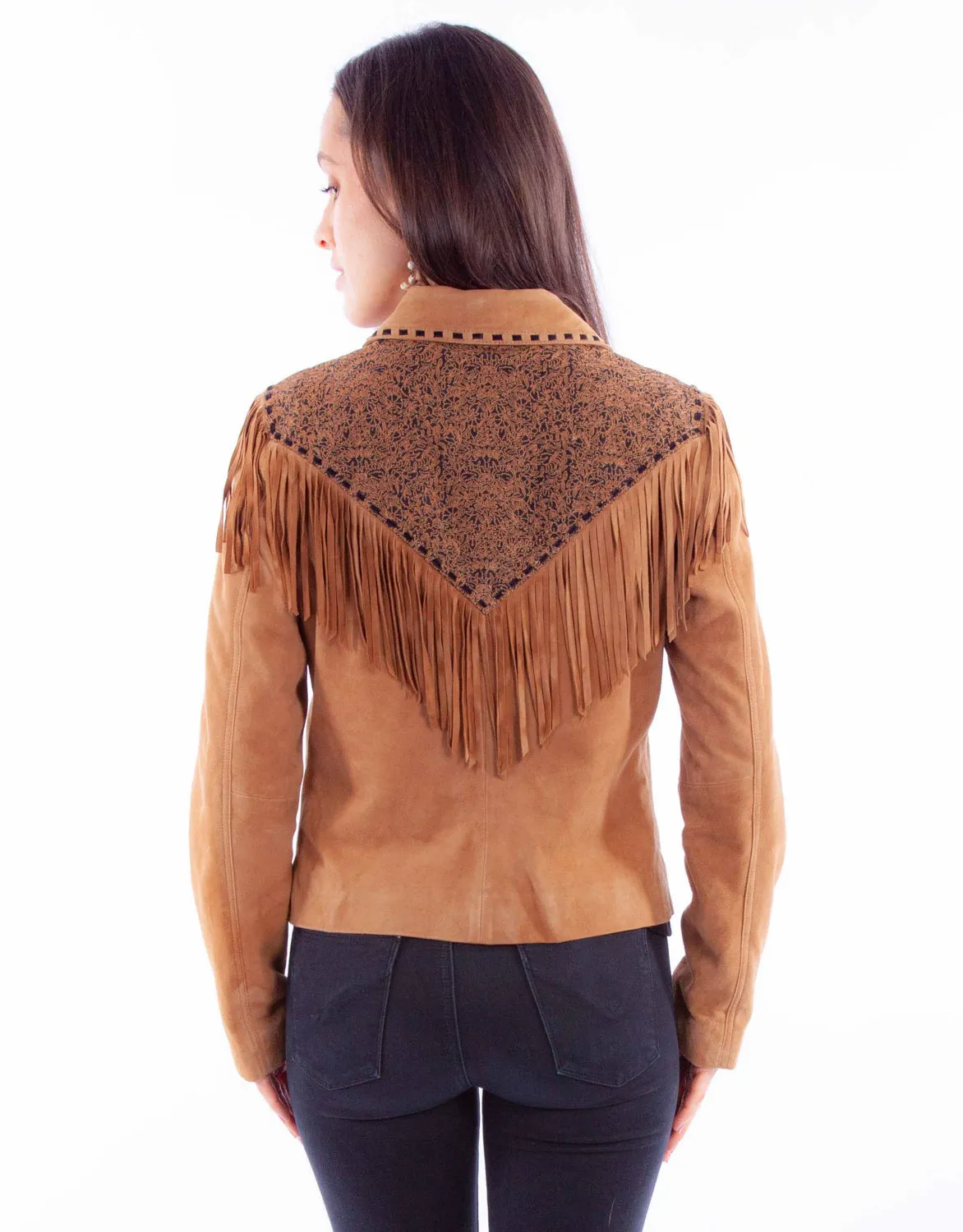 Scully Womens Rodeo Fringe Tan Leather Leather Jacket