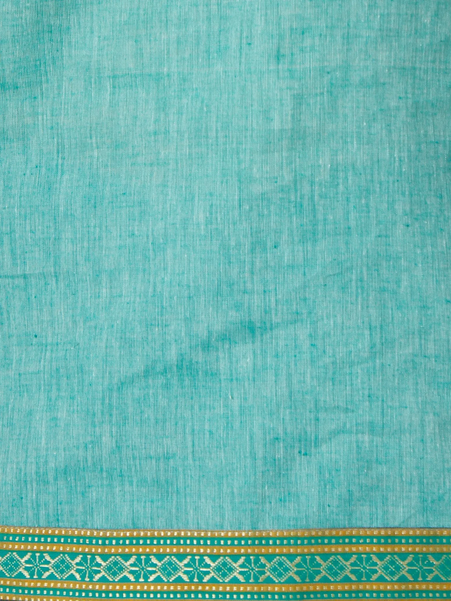 Sea Green South Handloom Cotton Top With  Zari Border - T44FXXX