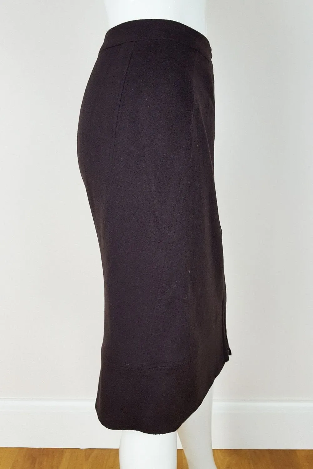 SEBASTIEN D RODRIGUEZ Camel Hair Wool Brown Pencil Skirt (S)