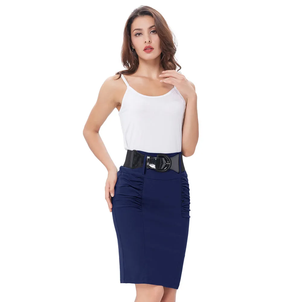 Sexy Pencil Office High Waist Skirt With Belt