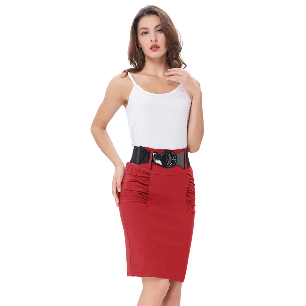 Sexy Pencil Office High Waist Skirt With Belt