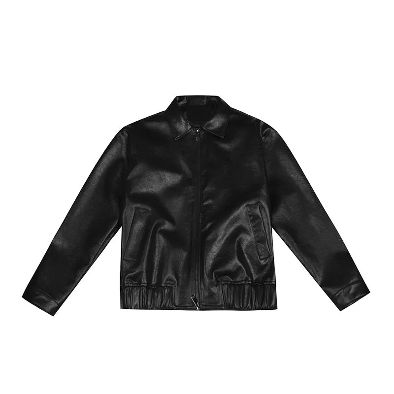 Short PU Leather Motorcycle Jacket