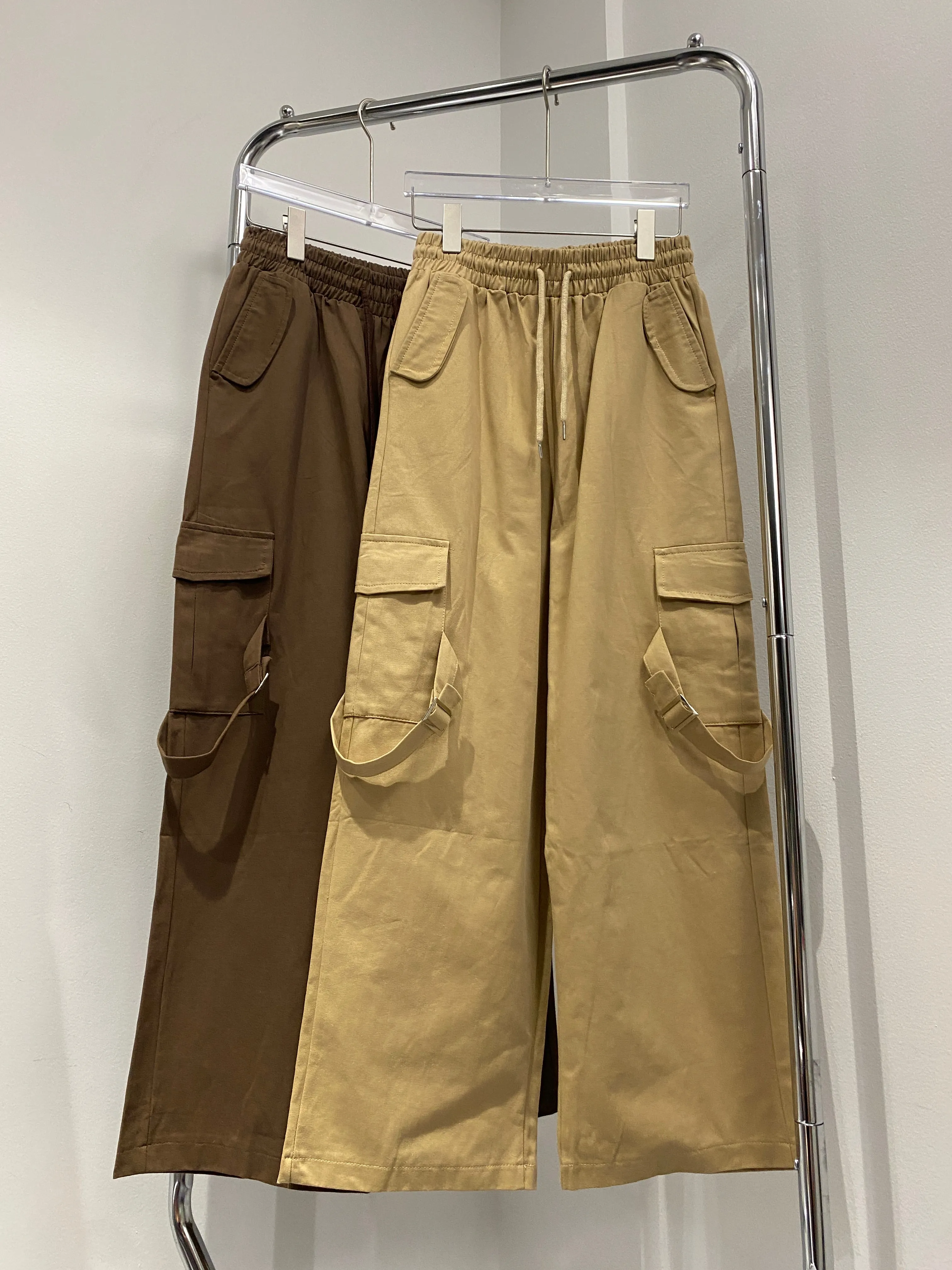 Side Strap Baggy Cargo Trousers - Cocoa