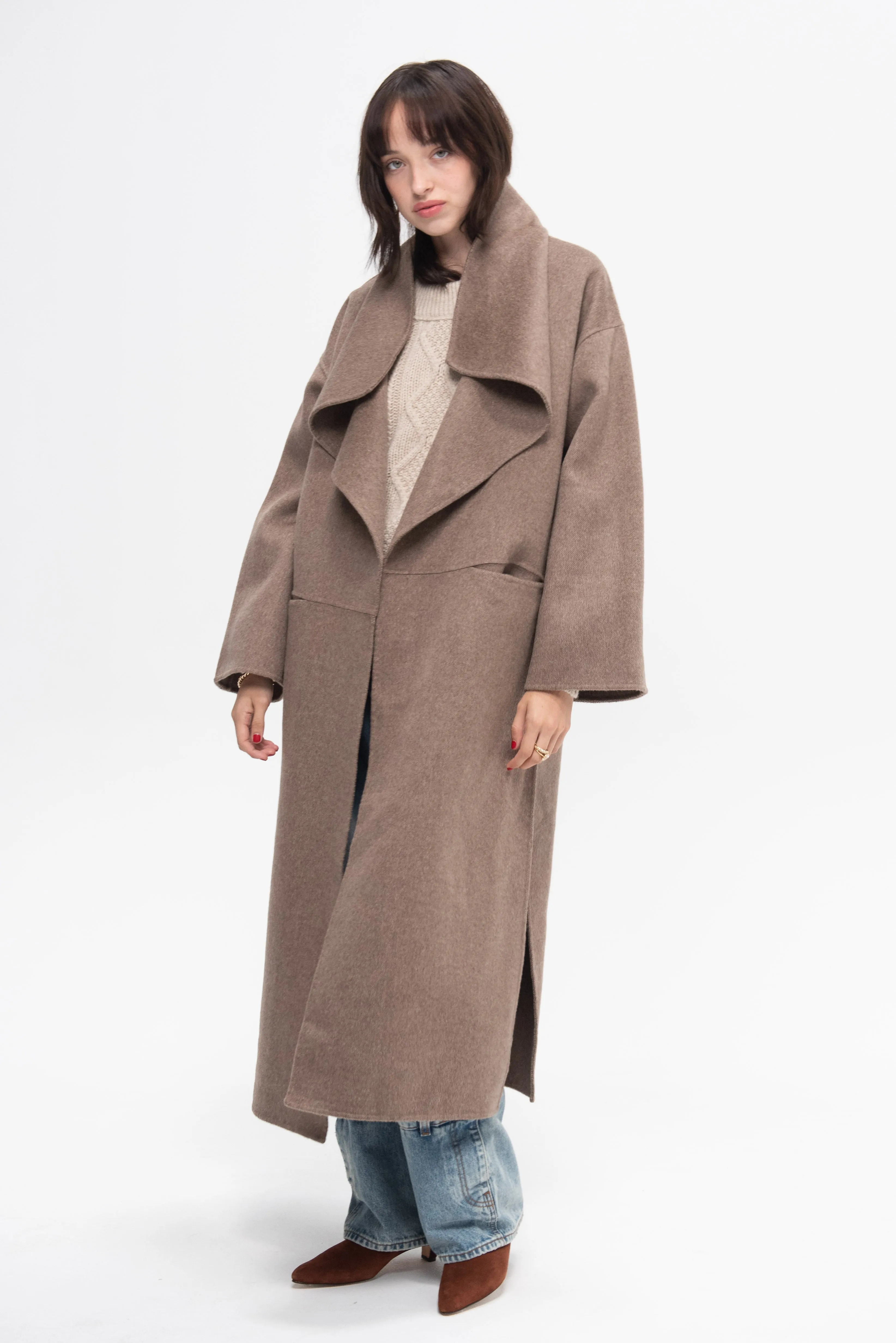 Signature Wool Cashmere Coat, Oak Melange