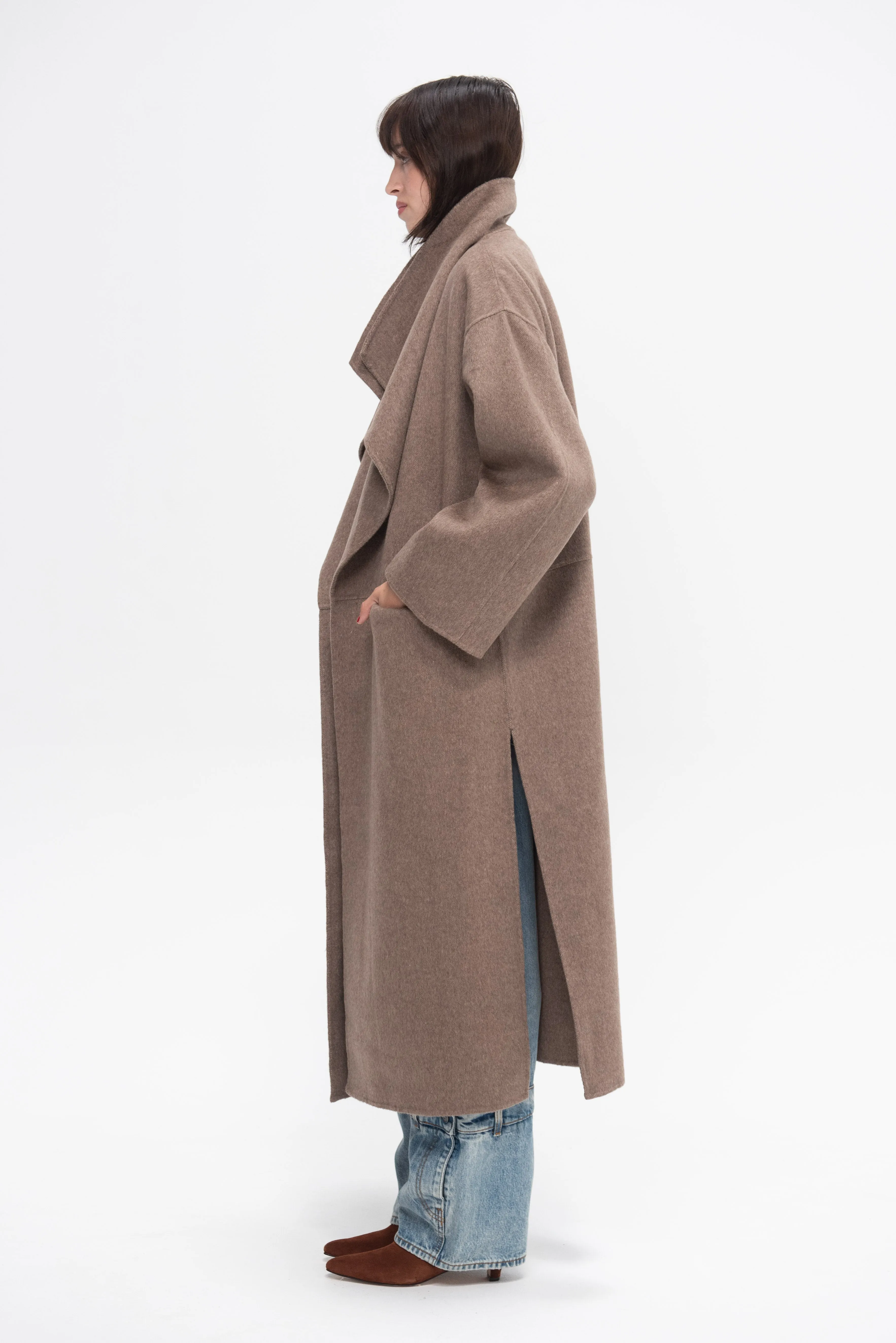 Signature Wool Cashmere Coat, Oak Melange