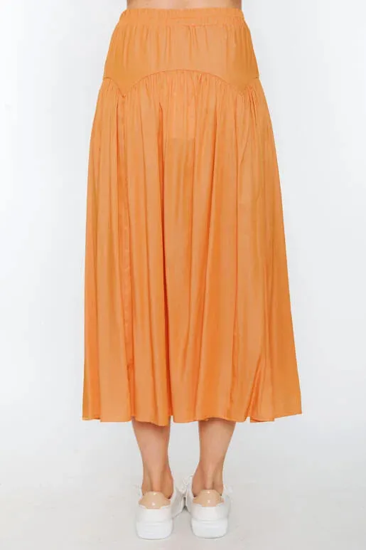 Sunset Dinner Elastic Waist Maxi Skirt (Assorted Colors)