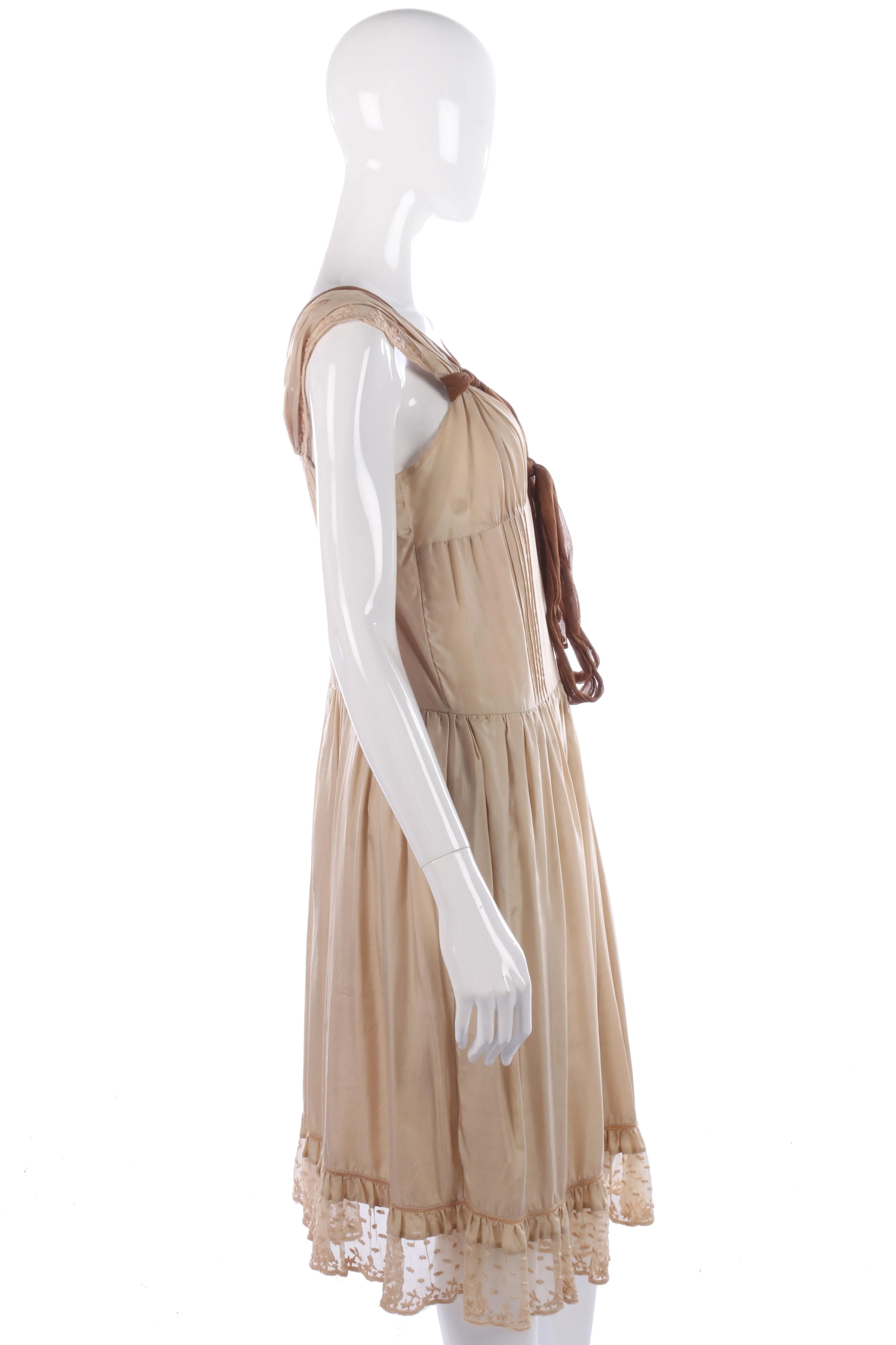 Tara Jarmon silk cream and brown dress size 12