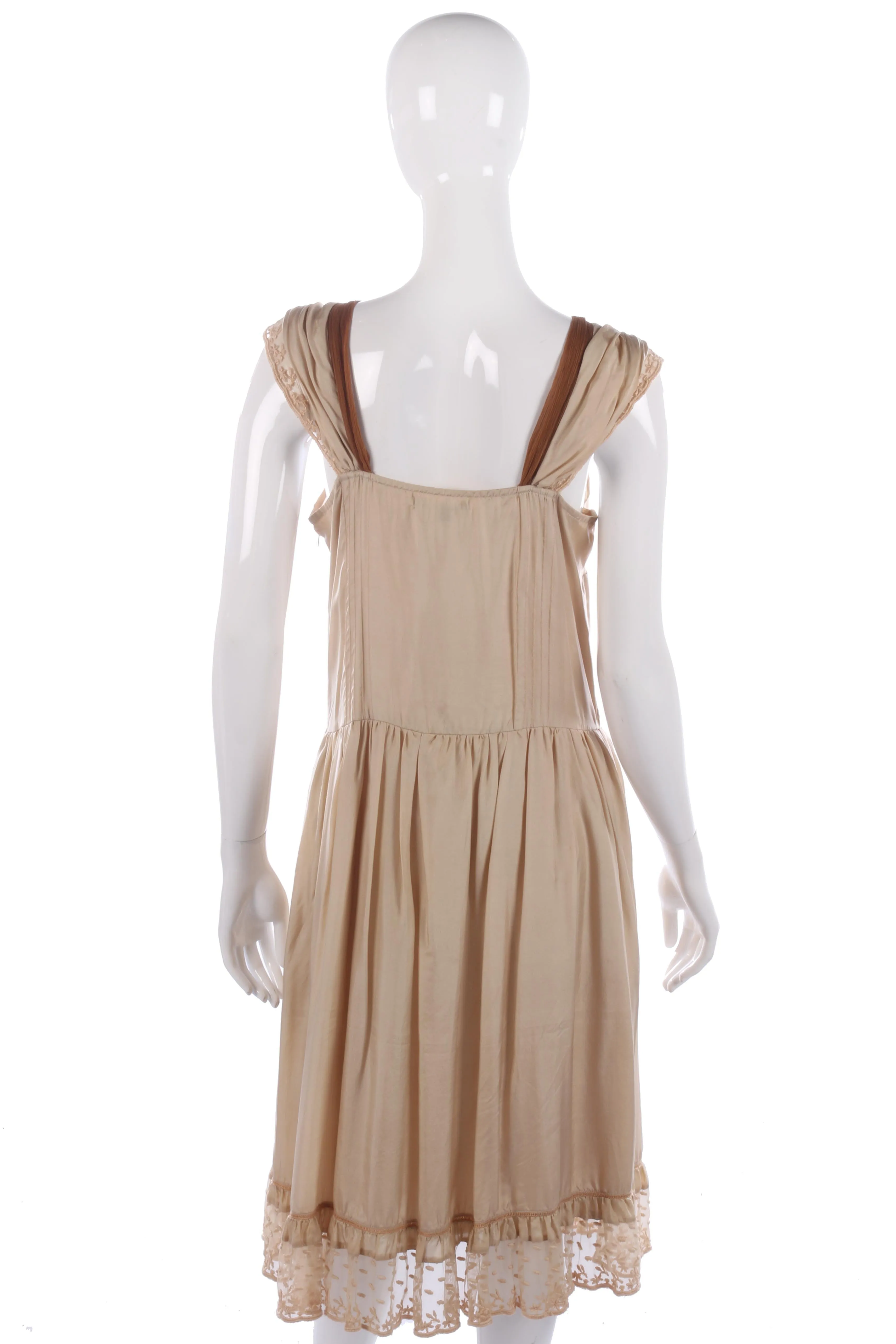 Tara Jarmon silk cream and brown dress size 12