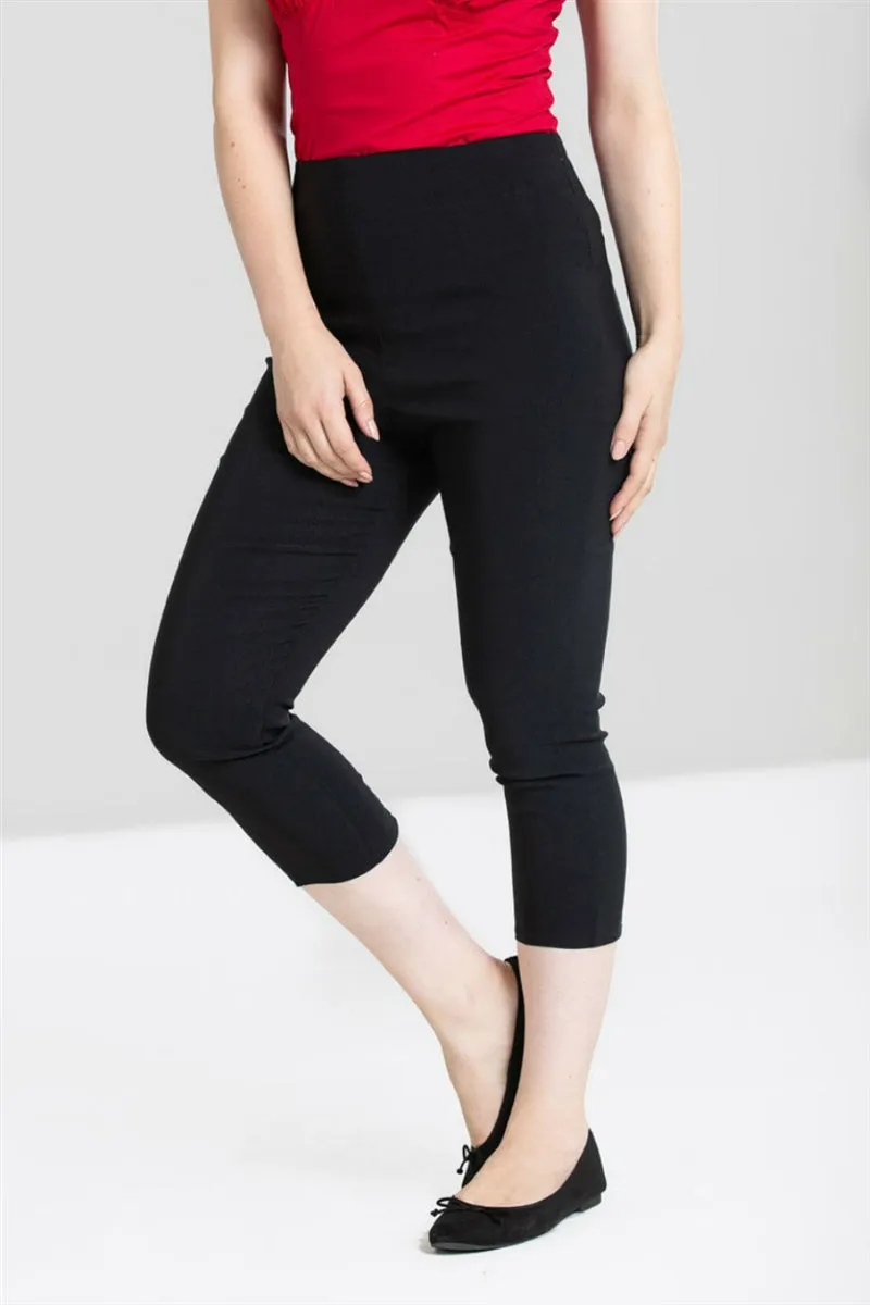 Tina High Waist Capris in Black by Hell Bunny