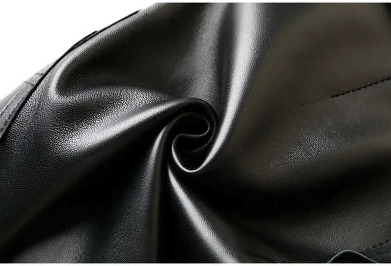 Utility Inspired Genuine Leather Skirt