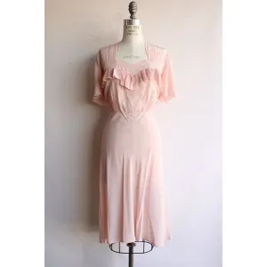 Vintage 1940s Ballet Pink Silk Dress