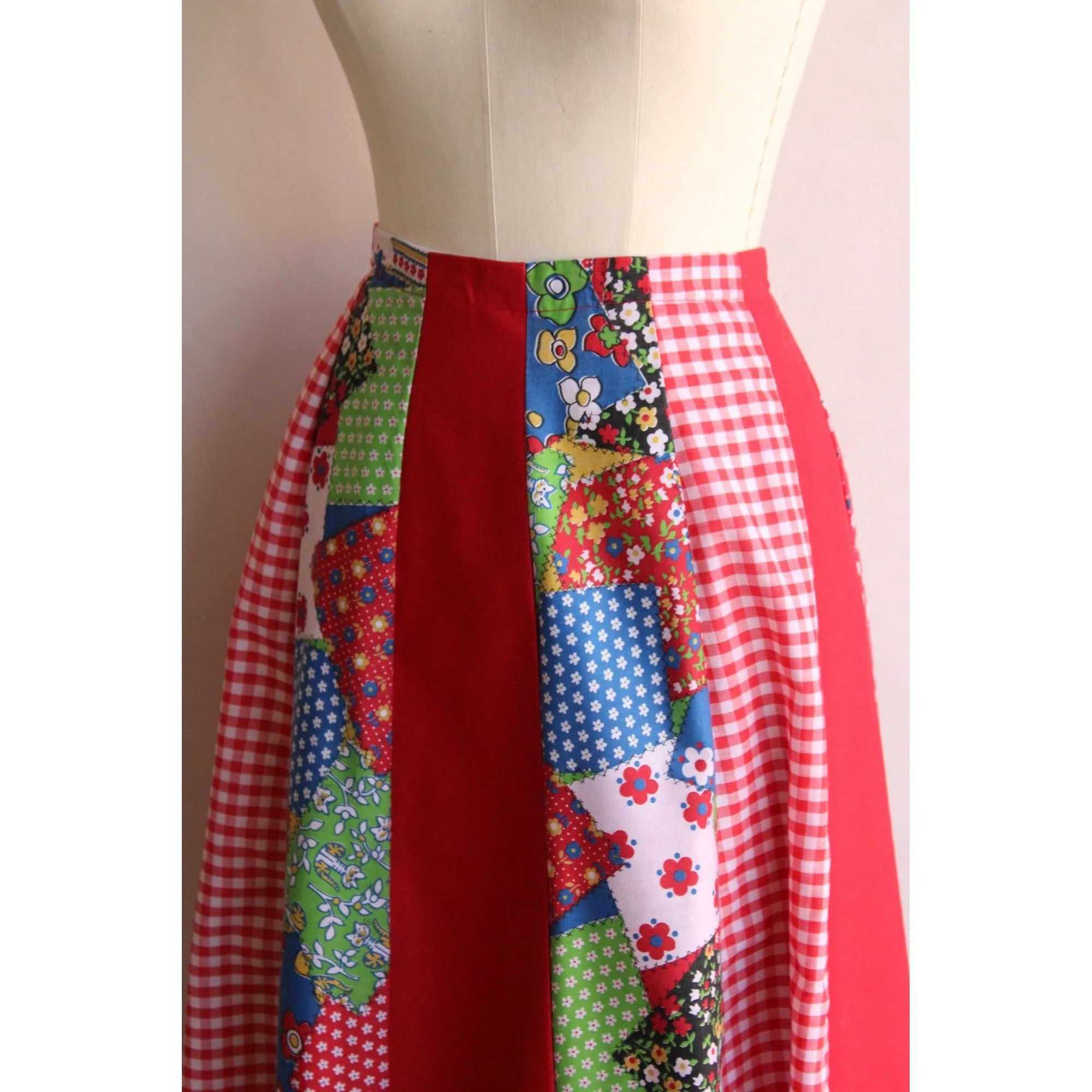 Vintage 1970s Patchwork Print Maxi Skirt