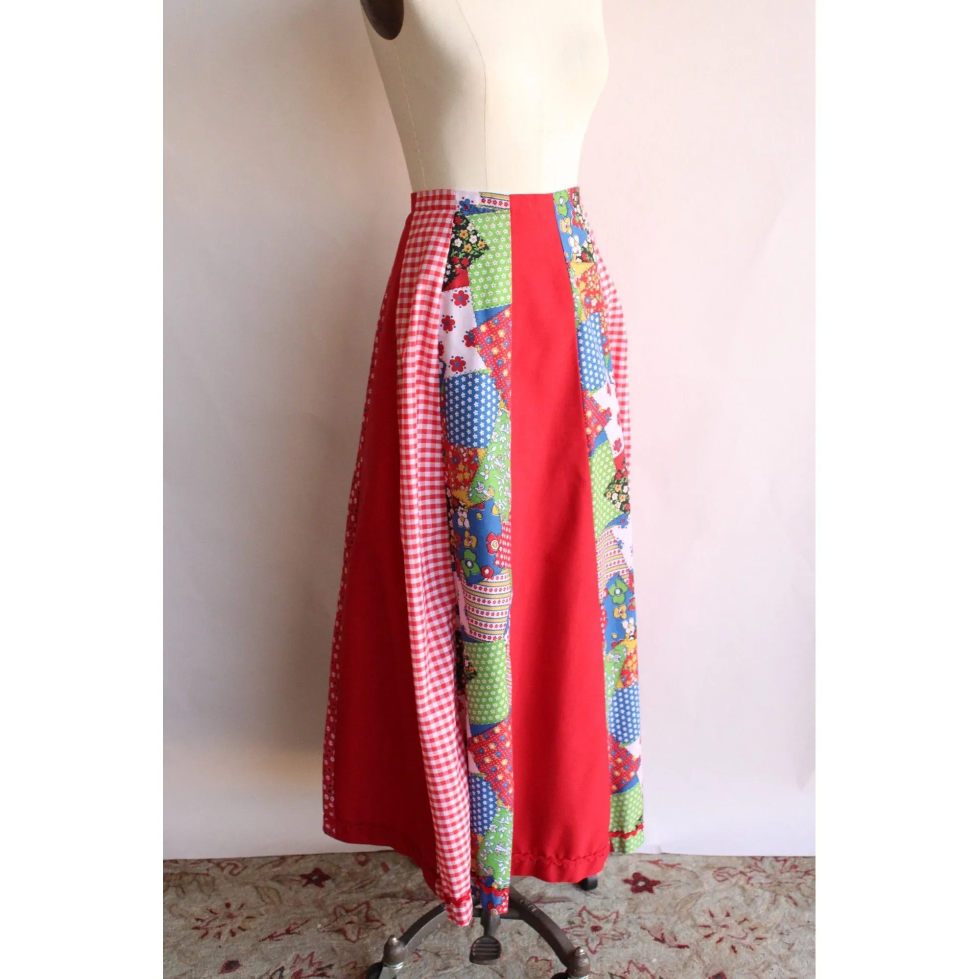 Vintage 1970s Patchwork Print Maxi Skirt