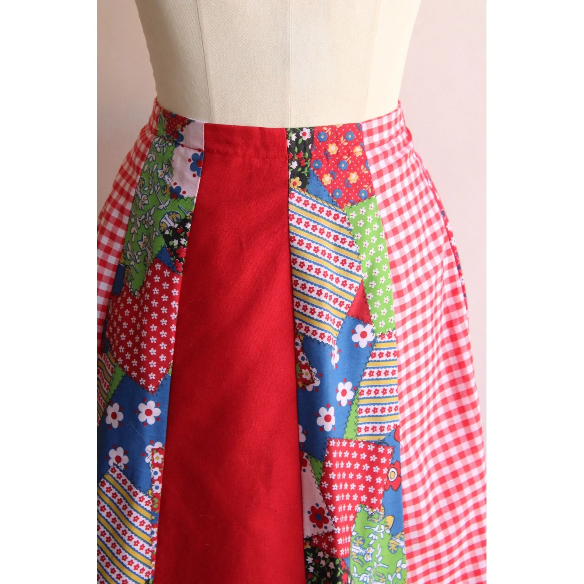 Vintage 1970s Patchwork Print Maxi Skirt