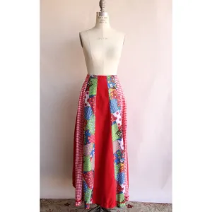 Vintage 1970s Patchwork Print Maxi Skirt