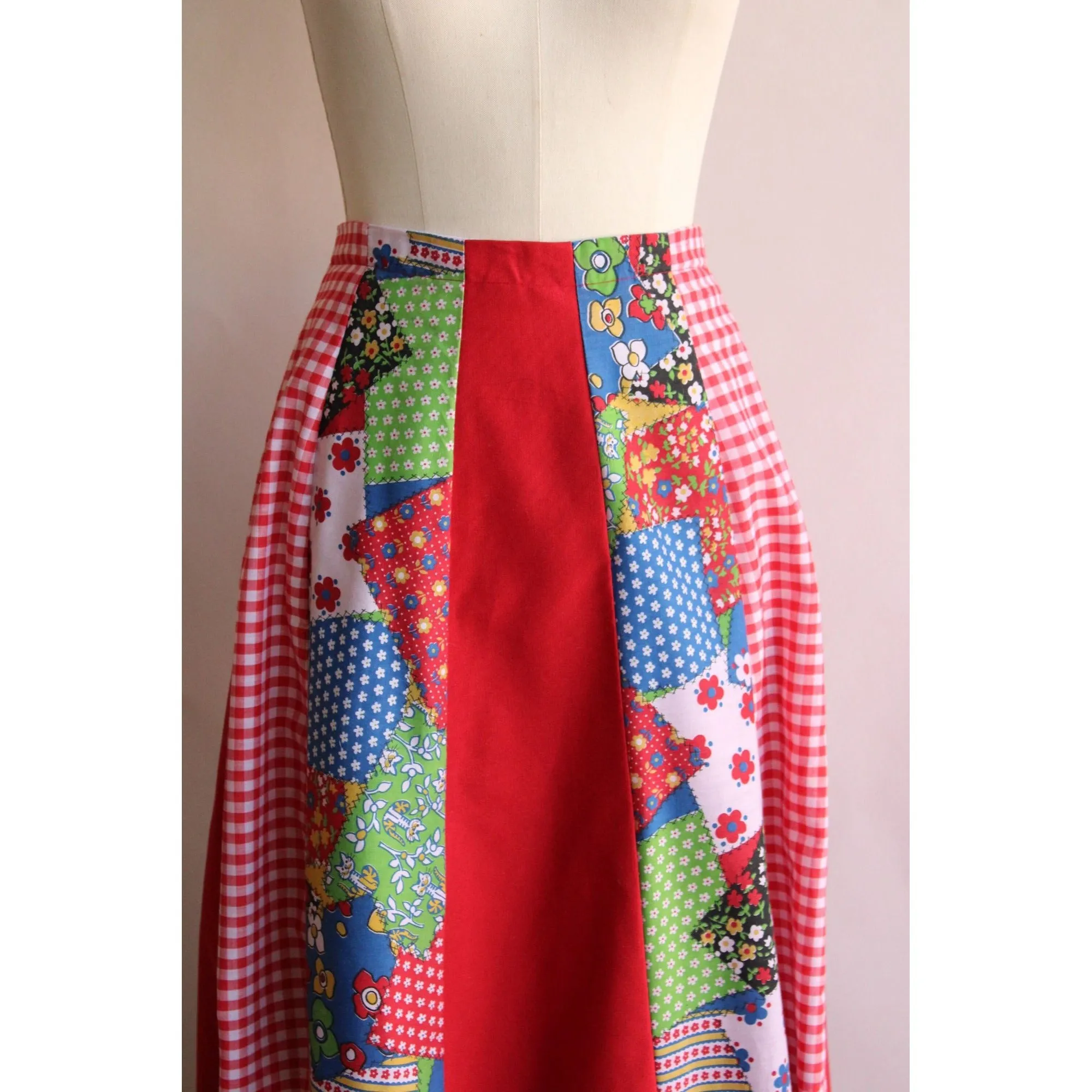 Vintage 1970s Patchwork Print Maxi Skirt