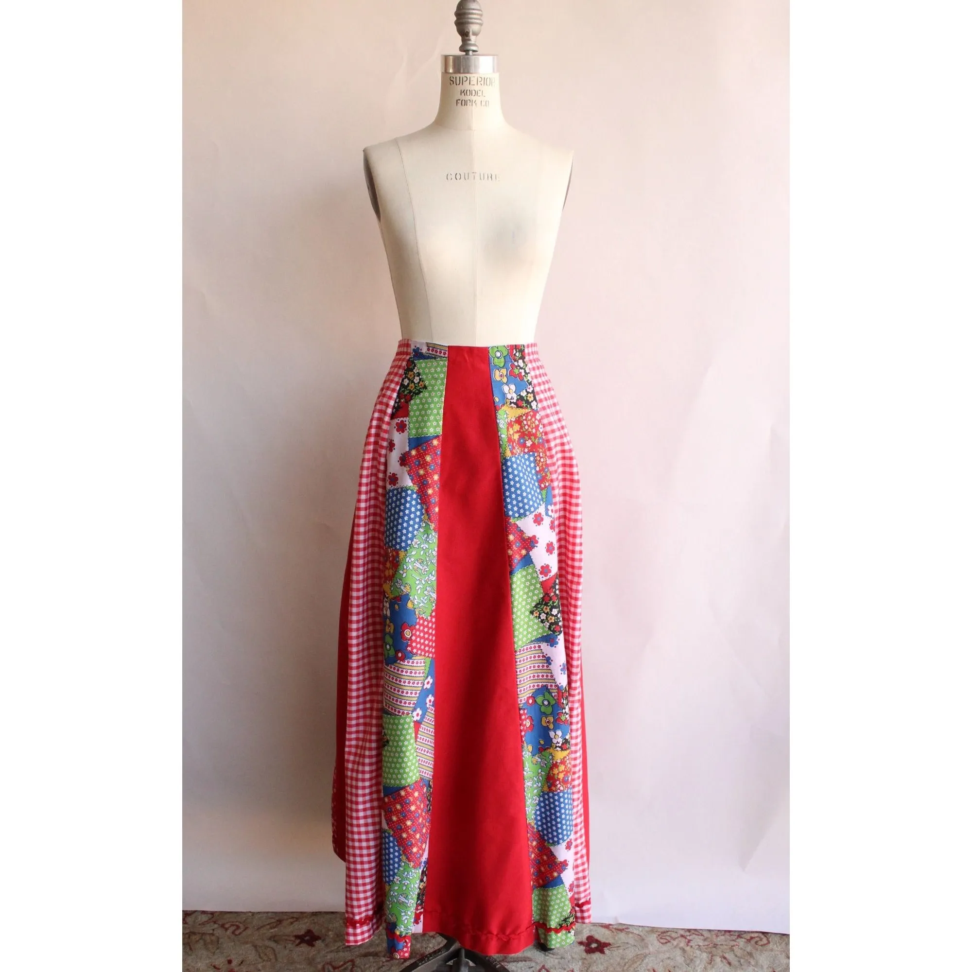 Vintage 1970s Patchwork Print Maxi Skirt