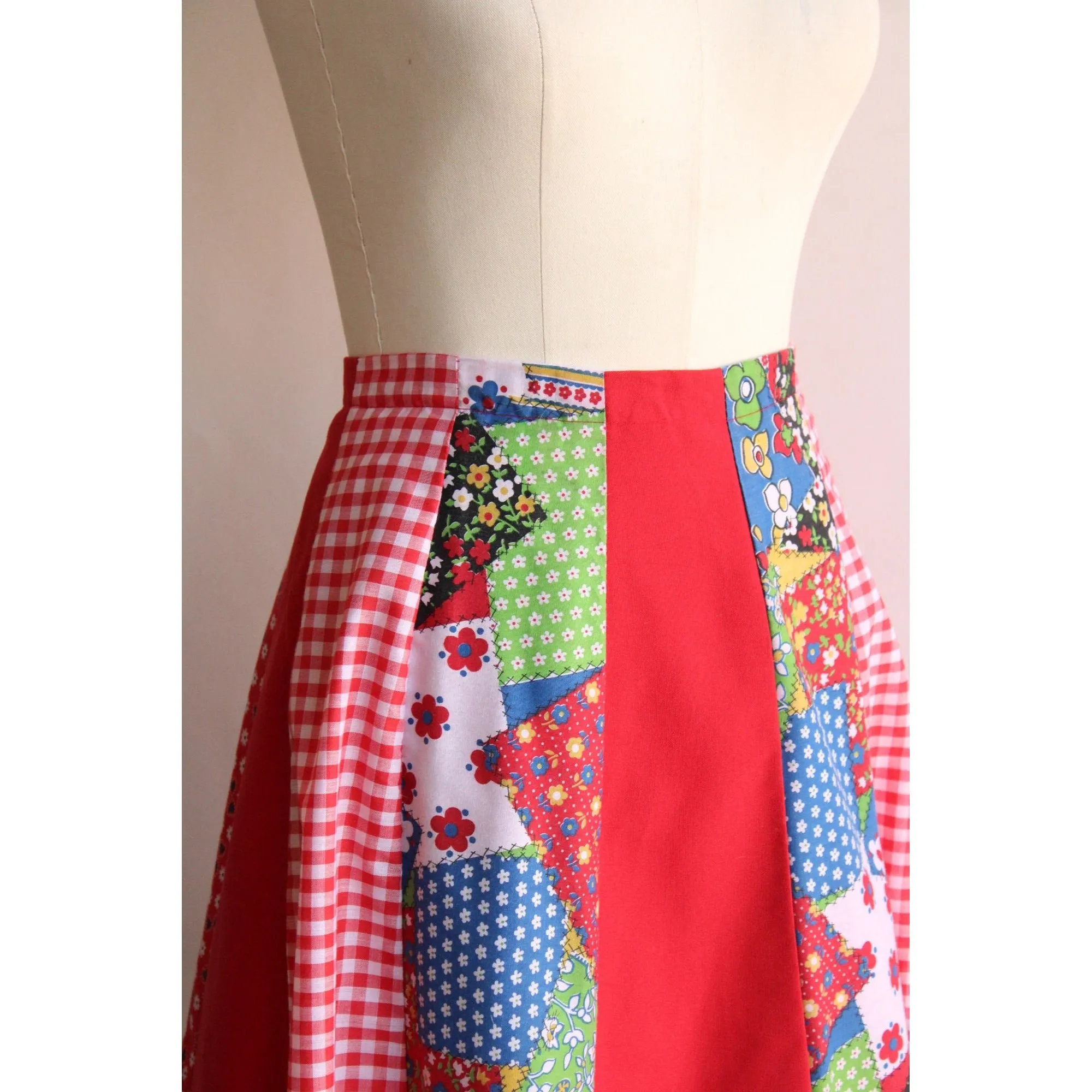 Vintage 1970s Patchwork Print Maxi Skirt