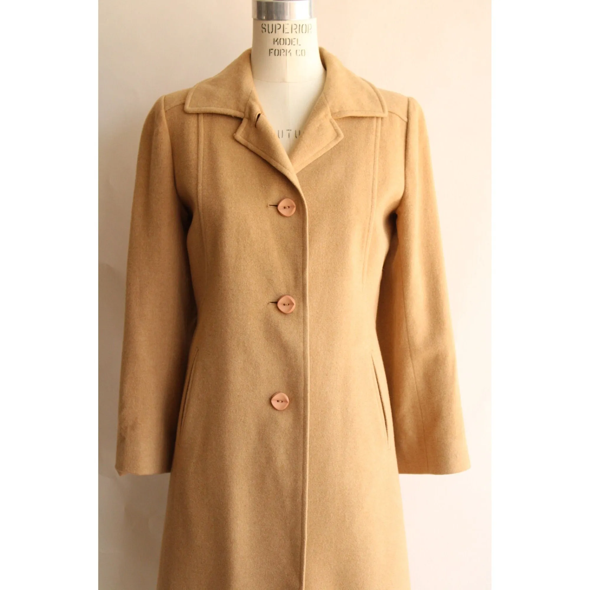 Vintage 1980s 1990s Fleurette of California Camel Mohair Overcoat