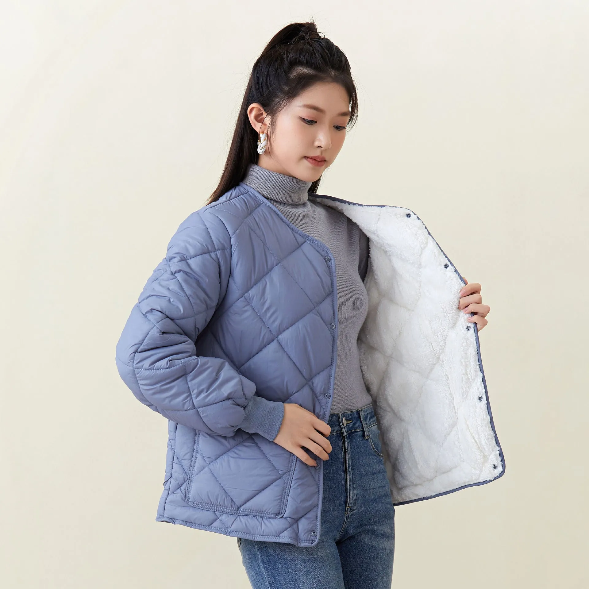 Winter women's padded cotton, fattened, light and thin students' warm long-sleeved cotton-padded clothes, women's outer cotton-padded clothes, tops 2333