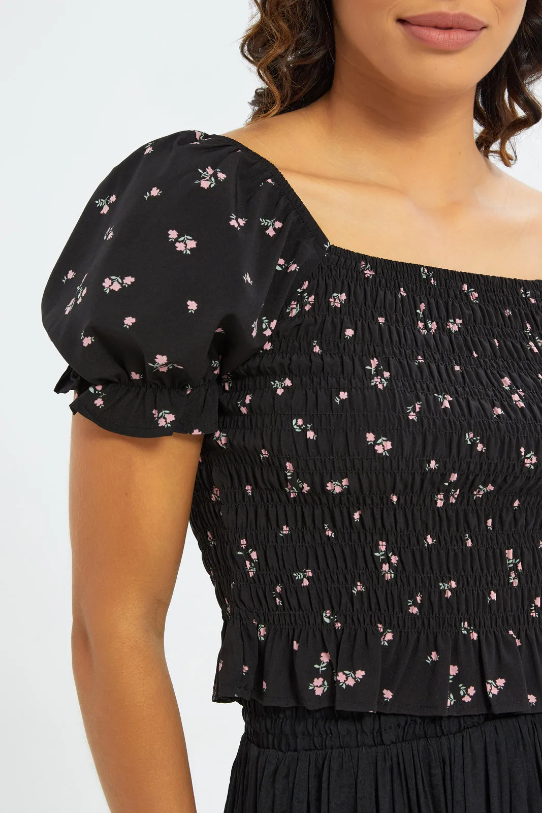 Women Black Printed Top