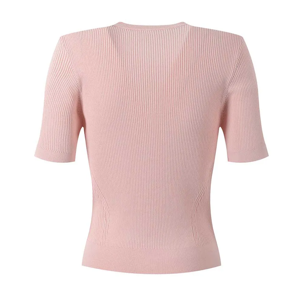 Women Short Sleeve Slim Knit Sweater Cardigan Coat